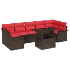 Gartensofa-set mit Kissen 8 pcs Braun Poly-Rattan