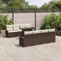 Gartensofa-set mit Kissen 9 pcs Braun Poly-Rattan