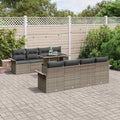 Gartensofa-set mit Kissen 9 pcs Grau Poly-Rattan