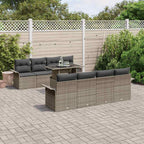 Gartensofa-set mit Kissen 9 pcs Grau Poly-Rattan