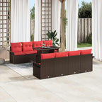 Gartensofa-set mit Kissen 8 pcs Braun Poly-Rattan