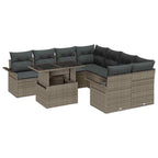 Gartensofa-set mit Kissen 9 pcs Grau Poly-Rattan