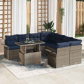Garten-Sofa-Set mit Kissen 9 pcs Grau Poly Rattan