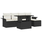 Gartensofa-set mit Kissen 6 pcs Schwarz Poly-Rattan