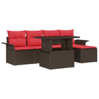 Gartensofa-set mit Kissen 6 pcs Braun Poly-Rattan