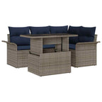 Gartensofa-set mit Kissen 5 pcs Grau Poly-Rattan