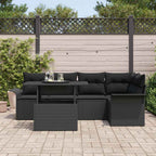 Gartensofa-set mit Kissen 6 pcs Schwarz Poly-Rattan