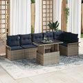 Gartensofa-set mit Kissen 7 pcs Grau Poly-Rattan