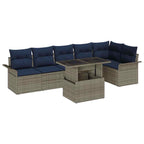 Gartensofa-set mit Kissen 7 pcs Grau Poly-Rattan