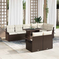 Gartensofa-set mit Kissen 9 pcs Braun Poly-Rattan