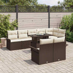 Gartensofa-set mit Kissen 9 pcs Braun Poly-Rattan