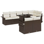 Gartensofa-set mit Kissen 9 pcs Braun Poly-Rattan