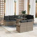 Gartensofa-set mit Kissen 9 pcs Grau Poly-Rattan