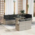 Gartensofa-set mit Kissen 9 pcs Hellgrau Poly-Rattan
