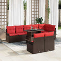 Gartensofa-set mit Kissen 9 pcs Braun Poly-Rattan