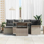Gartensofa-set mit Kissen 7 pcs Grau Poly-Rattan
