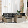 Gartensofa-set mit Kissen 7 pcs Hellgrau Poly-Rattan