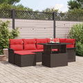 Gartensofa-set mit Kissen 7 pcs Braun Poly-Rattan