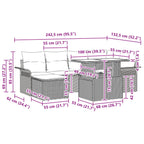Gartensofa-set mit Kissen 7 pcs Braun Poly-Rattan