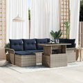 Gartensofa-set mit Kissen 7 pcs Grau Poly-Rattan