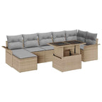 Sofa Set mit Kissen 8 pcs Beige Poly-Rattan
