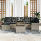 Sofa Set mit Kissen 8 pcs Hellgrau Poly-Rattan