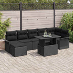 Sofa Set mit Kissen 8 pcs Schwarz Poly-Rattan