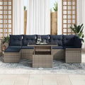 Sofa Set mit Kissen 8 pcs Grau Poly-Rattan