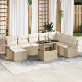 Sofa Set mit Kissen 9 pcs Beige Poly-Rattan