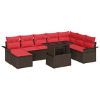 Gartensofa-set mit Kissen 9 pcs Braun Poly-Rattan