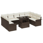 Sofa Set mit Kissen 10 pcs Braun Poly-Rattan