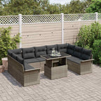 Sofa Set mit Kissen 10 pcs Grau Poly-Rattan