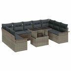 Sofa Set mit Kissen 10 pcs Grau Poly-Rattan