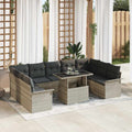 Sofa Set mit Kissen 10 pcs Hellgrau Poly-Rattan