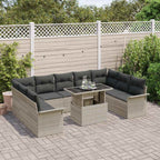 Sofa Set mit Kissen 10 pcs Hellgrau Poly-Rattan