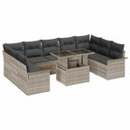 Sofa Set mit Kissen 10 pcs Hellgrau Poly-Rattan