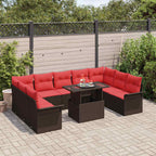 Sofa Set mit Kissen 10 pcs Braun Poly-Rattan