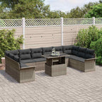 Sofa Set mit Kissen 11 pcs Grau Poly-Rattan