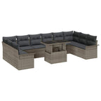 Sofa Set mit Kissen 11 pcs Grau Poly-Rattan