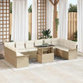 Sofa Set mit Kissen 11 pcs Beige Poly-Rattan