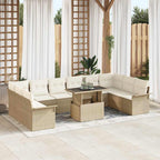 Sofa Set mit Kissen 11 pcs Beige Poly-Rattan