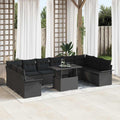 Sofa Set mit Kissen 11 pcs Schwarz Poly-Rattan