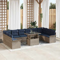 Sofa Set mit Kissen 11 pcs Grau Poly-Rattan