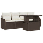 Sofa Set mit Kissen 5 pcs Braun Poly-Rattan