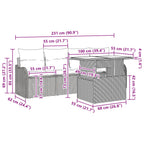 Sofa Set mit Kissen 5 pcs Braun Poly-Rattan