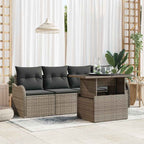 Sofa Set mit Kissen 5 pcs Grau Poly-Rattan