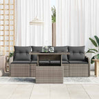 Sofa Set mit Kissen 5 pcs Grau Poly-Rattan