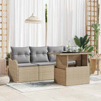 Sofa Set mit Kissen 5 pcs Beige Poly-Rattan