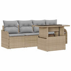 Sofa Set mit Kissen 5 pcs Beige Poly-Rattan