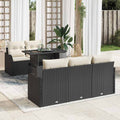 Gartensofa-set mit Kissen 6 pcs Schwarz und Creme Poly-Rattan